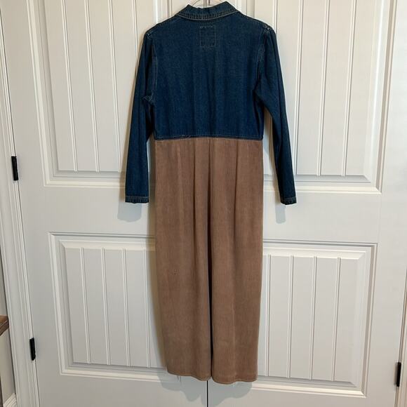 VTG Studio Wear Jean Jumper Women’s Denim Maxi Dress Small S Corduroy Cowgirl - Picture 9 of 16
